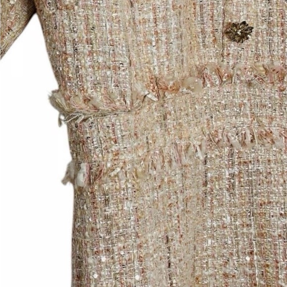 Mac Duggal Cream Tweed Pencil Dress - Picture 2 of 3